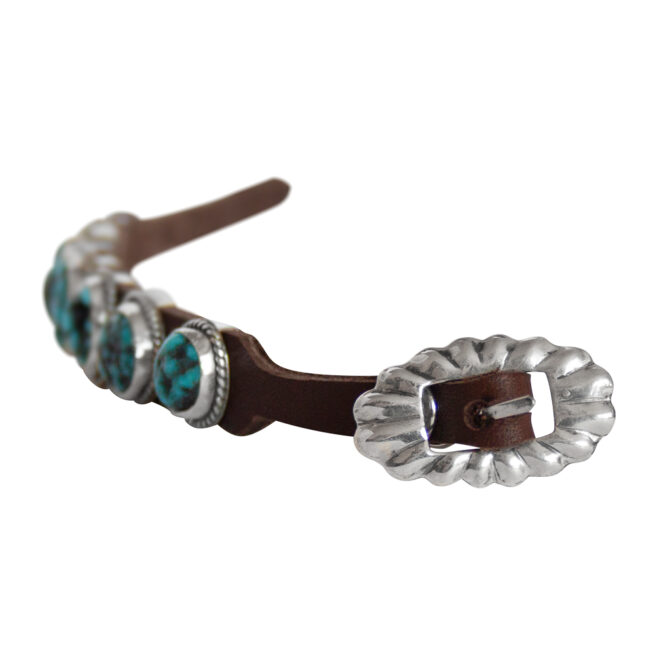 Navajo Leather Turquoise Bracelet - Image 4