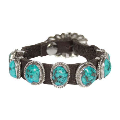 Navajo Leather Turquoise Bracelet