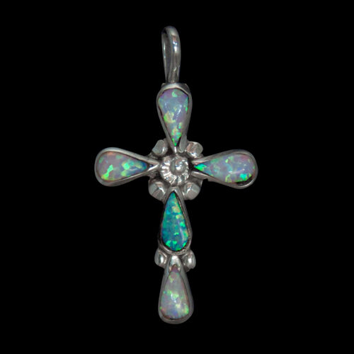 Petit Pendentif Croix Opale