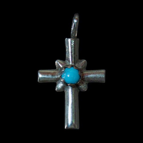 Petit Crucifix Argent Turquoise