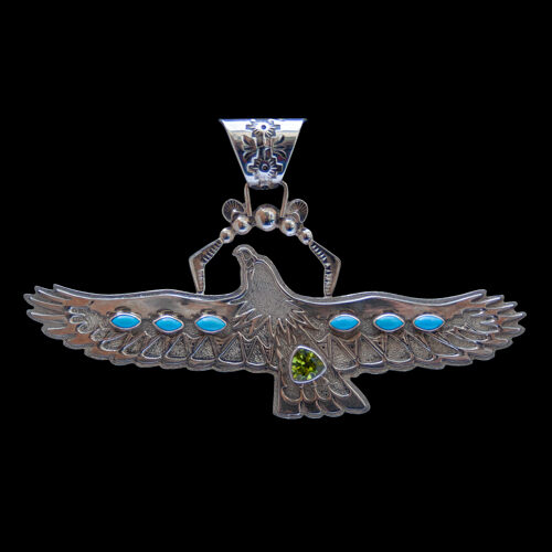 Pendentif Aigle Turquoise Péridot