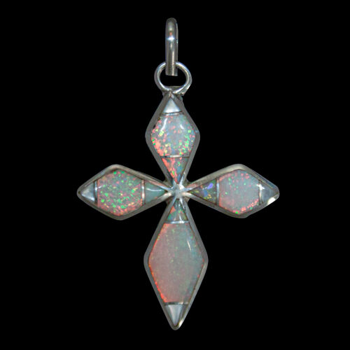 Pendentif Croix Opale Blanche