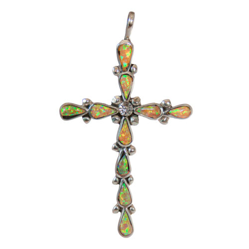 Zuni Yellow Opal Crucifix