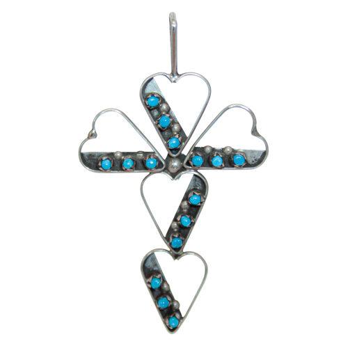 Pendentif Turquoise Croix d'Amour