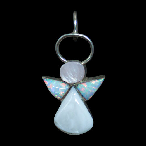 White Opal Angel Pendant