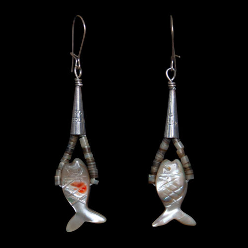 Abalone Salmon Drop Earrings