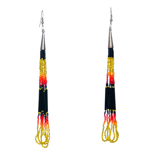 Boucles d'Oreilles Perles Noires Jaunes Rouges