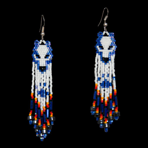 Boucles d'Oreilles Loup Perles Bleues