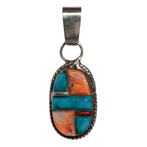 Pendentif Argent Orange Bleu