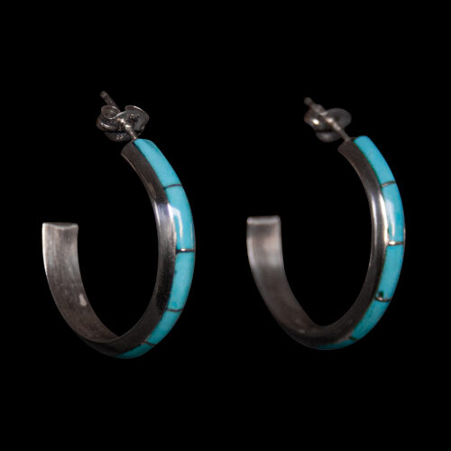 Blue Turquoise Hoop Earrings