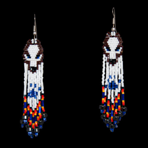 Brown Beaded Wolf Earrings