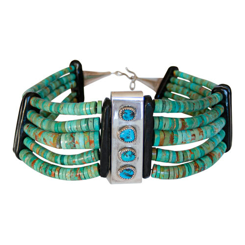 Collier Court Turquoise Cinq Rangs