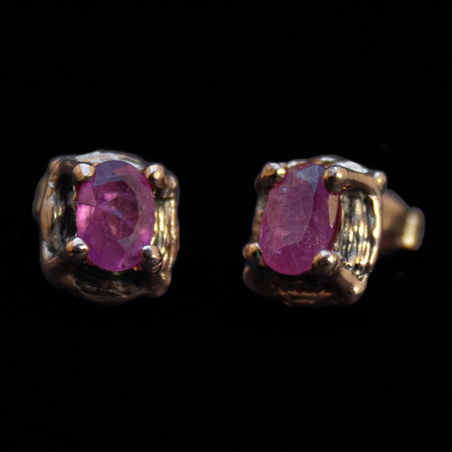 Gold Ruby Earring Studs