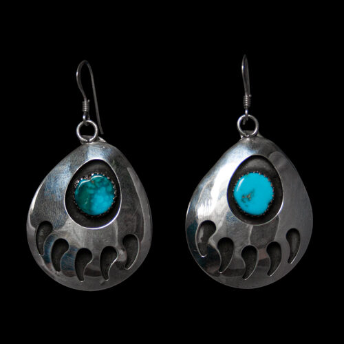 Boucles d'Oreilles Large Pattes d'Ours Turquoise