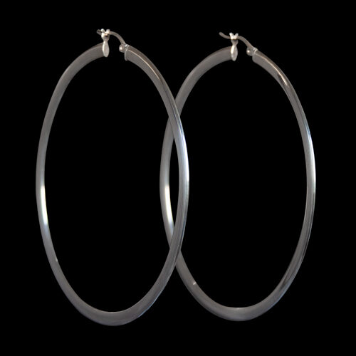 Large Flat Silver Hoop Earrings