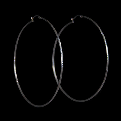 Large Silver Hoops Etched Design