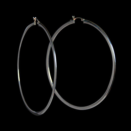 Large Thin Flat Silver Hoops