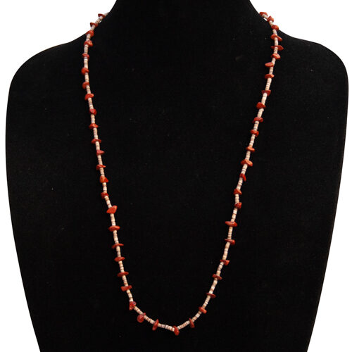 Long Coral Heishi Shell Necklace