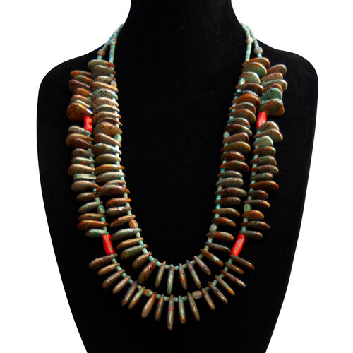 Long Collier Turquoise Rang Double