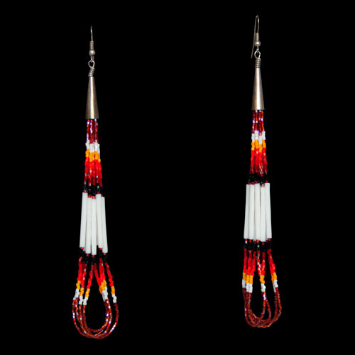 Boucles d'Oreilles Porc-Épic Perles Rouges