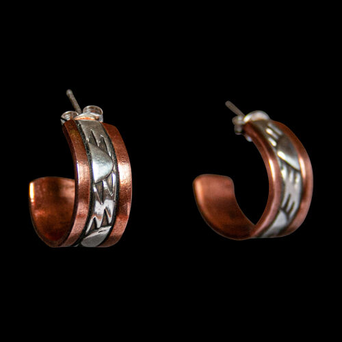 Small Copper Silver Hoops