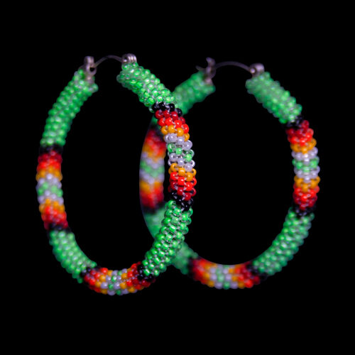 Small Zuni Green Hoop Earrings