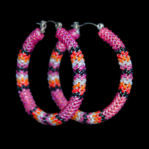 Small Zuni Pink Hoop Earrings