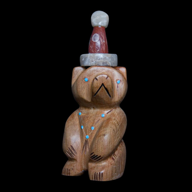 Festive Bear Wood Carving