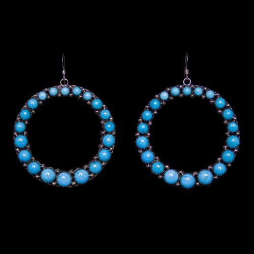 Large Circular Turquoise Earrings