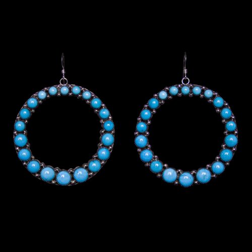 Large Circular Turquoise Earrings