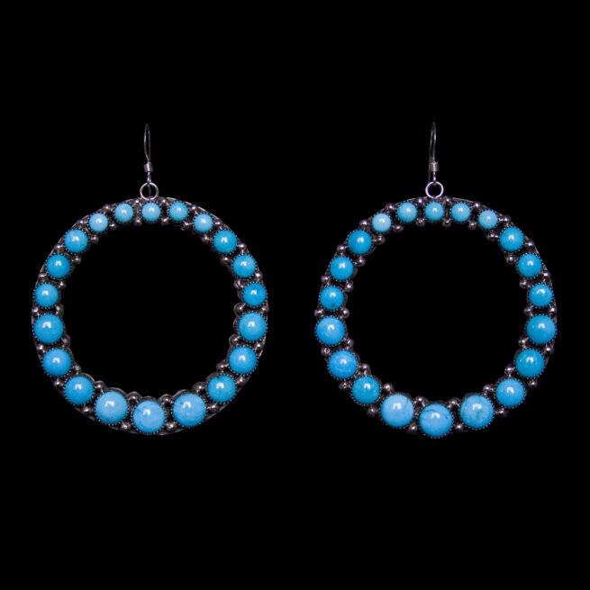 Boucles d'Oreilles Turquoise Circulaires Larges