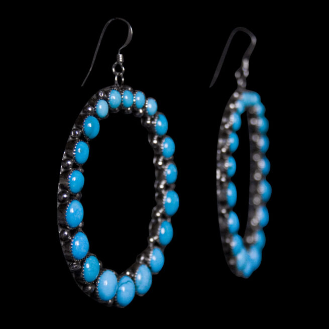 Boucles d'Oreilles Turquoise Circulaires Larges – Image 2