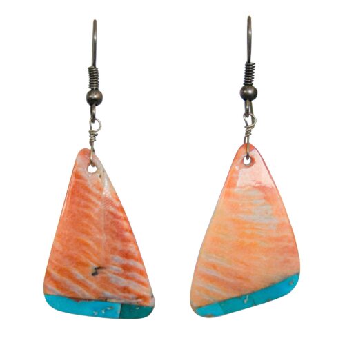 Boucles d'Oreilles Triangulaires Oranges Bleues