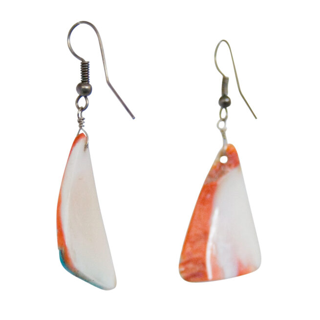 Boucles d'Oreilles Triangulaires Oranges Bleues – Image 2