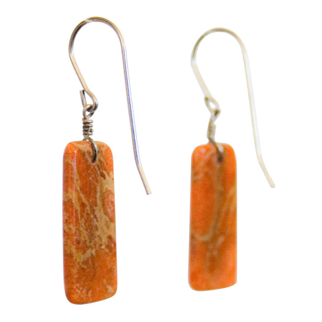 Rectangular Orange Shell Earrings - Image 2