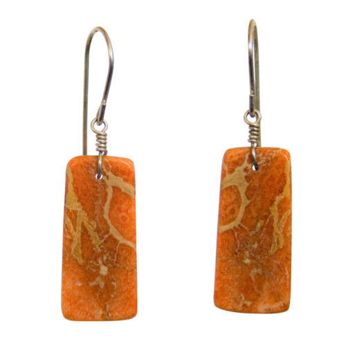 Rectangular Orange Shell Earrings