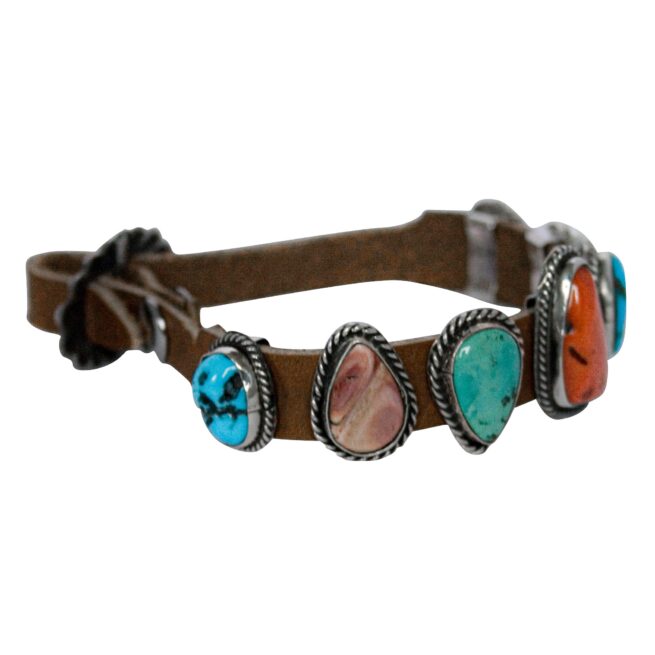 Bracelet Cuir Rouge Bleu Vert Rose – Image 2