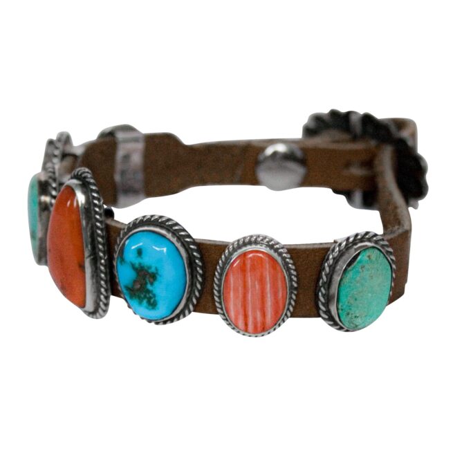 Bracelet Cuir Rouge Bleu Vert Rose – Image 3
