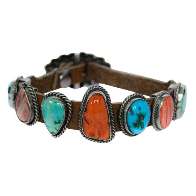 Red Green Blue Pink Leather Bracelet