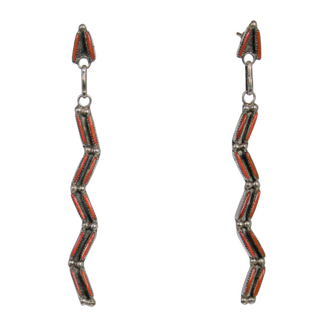 Boucles d'Oreilles Zigzag Corail Rouge