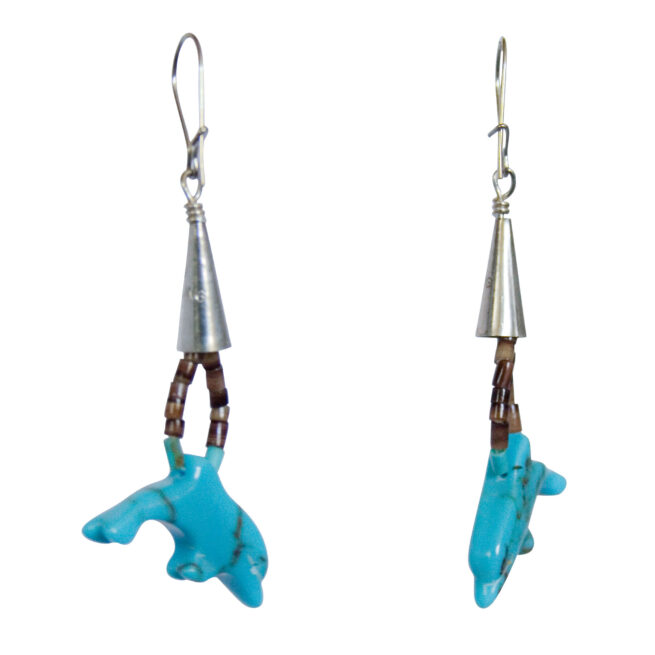 Turquoise Dolphin Earrings - Image 2