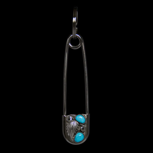 Turquoise Safety Pin Keyring