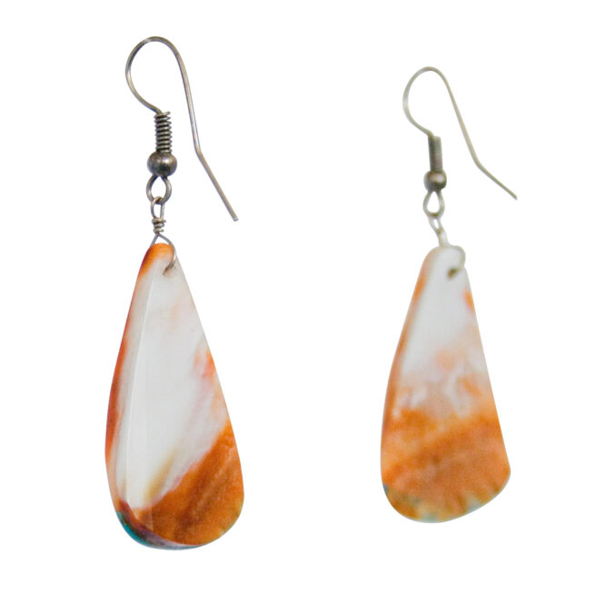 Turquoise Tip Orange Earrings - Image 2