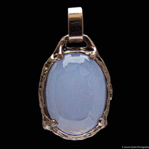 Pendentif Or Calcédoine Bleue