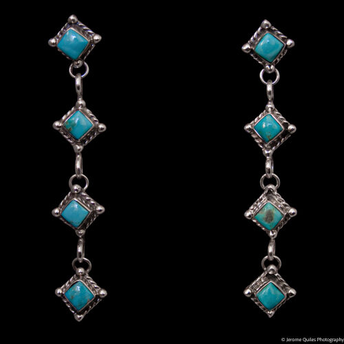 Longues Boucles d'Oreilles Turquoise Becky Belin