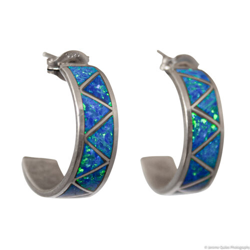 Blue Opal Earring Hoops