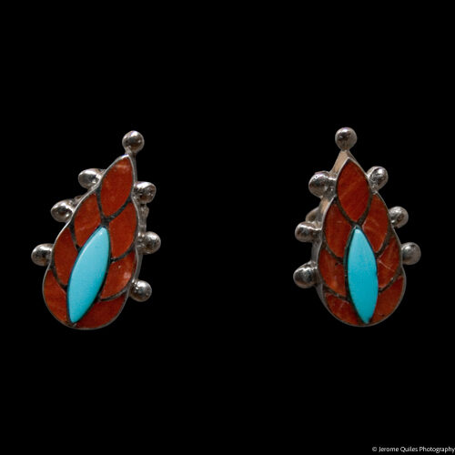 Coral Turquoise Flame Studs