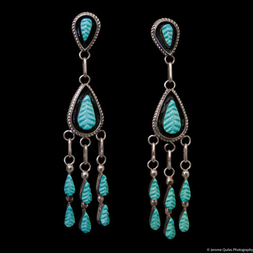 Fringed Blue Turquoise Earrings