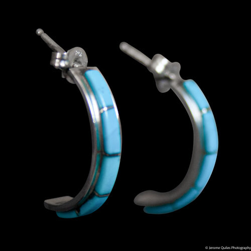 Gloria Waseta Turquoise Hoop Earrings