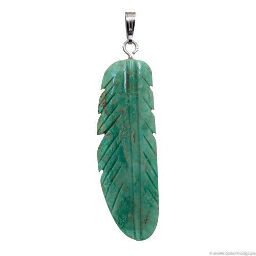 Green Turquoise Feather Pendant
